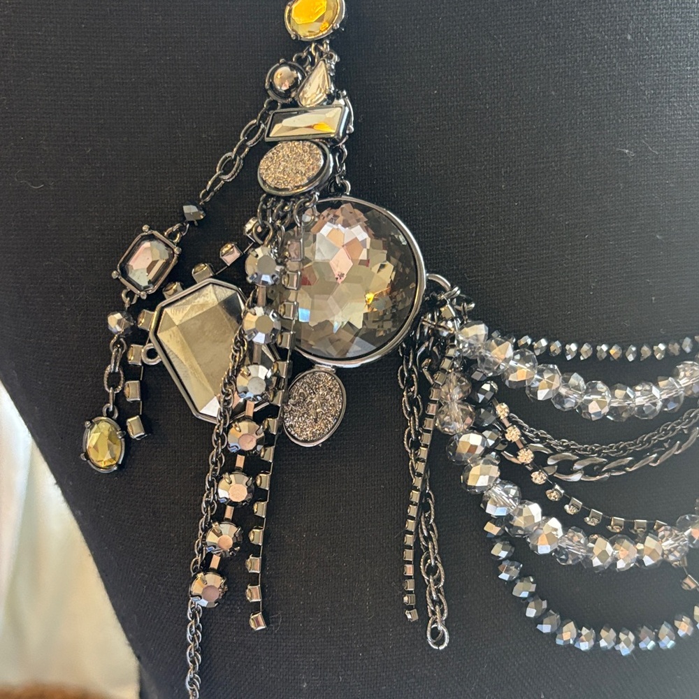 Chico's Hematite Multi-Strand Statement Necklace … - image 2